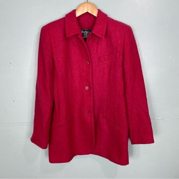 Burberry VTG‎ Wool Mohair Coat Red Sz 8 - Picture 1 of 7